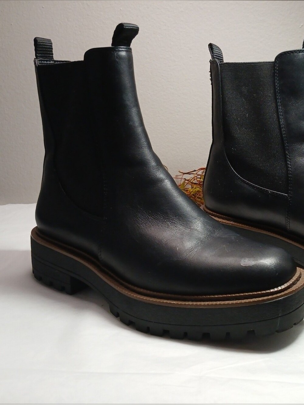 Sam Edelman Black Leather Laguna Lug Sole Ankle Boots